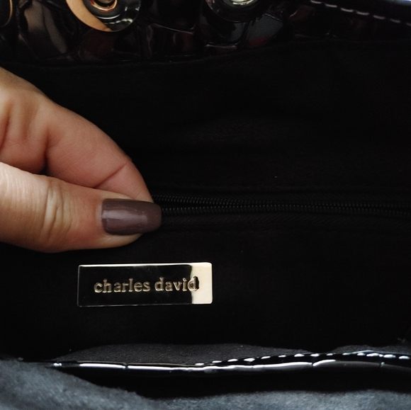Charles David Embossed Caroline Bag Black NWT - Picture 7 of 11